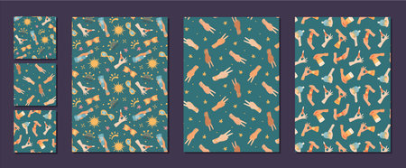 Flat Seamless Pattern Of Sunscreen Bottlesのイラスト素材