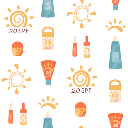 Flat Seamless Pattern Sunscreen Bottle Set