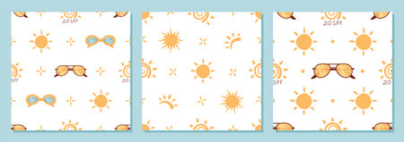 Summer Sun Seamless Pattern Set Cartoon