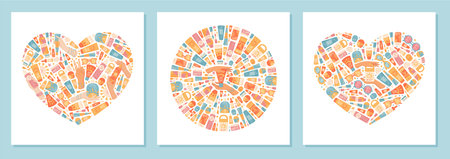 Flat Sunscreen Set Heart Circle Shape Designs