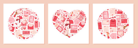 Heart Mail Concept Flat Cartoon Shapeのイラスト素材