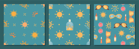 Cartoon Seamless Sunscreen Bottle Sun Set Pattern