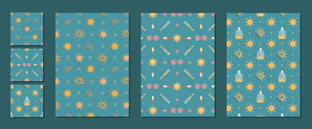 Flat Seamless Pattern With Sunscreen Bottle