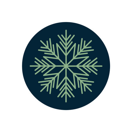 Round Xmas Snow Flake Sticker Iconのイラスト素材
