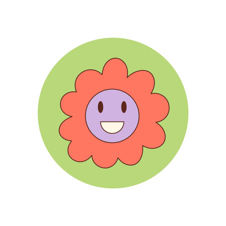 Groovy Colorful Flower Sticker Patchのイラスト素材