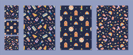 Groovy Retro Seamless Music Pattern Set