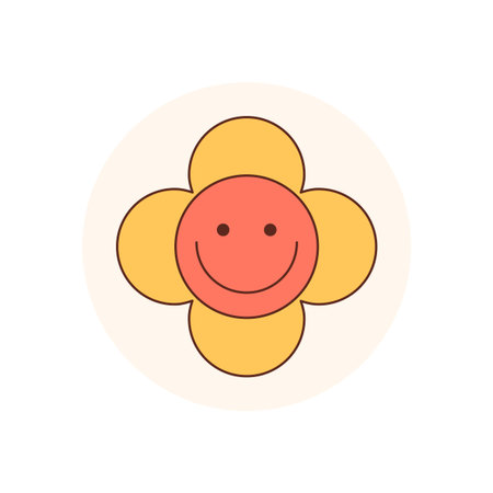 Groovy Retro Flower Smile Stickerのイラスト素材