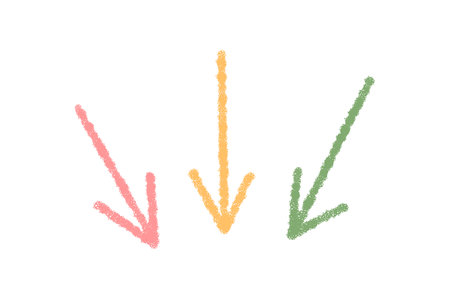 Hand Drawn Pastel Chalk Down Arrowのイラスト素材