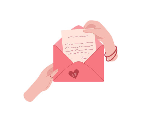 Heart Love Card Envelopeのイラスト素材