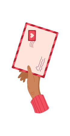 Girl Hold Romantic Valentine Cardのイラスト素材