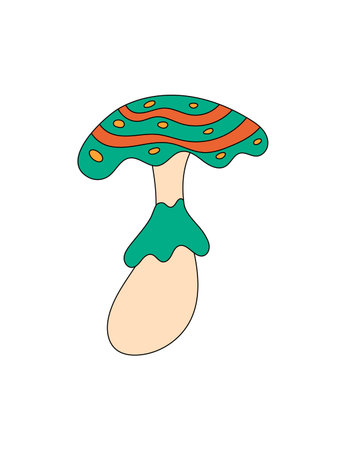 Psychedelic Groovy Cartoon Mushroom Stickerのイラスト素材