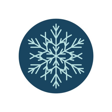 Round Blue Snowflake Seal Labelのイラスト素材