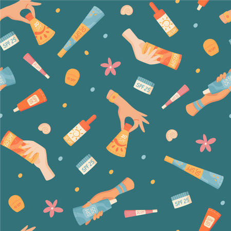 Flat Seamless Sunscreen Bottle Cream Pattern
