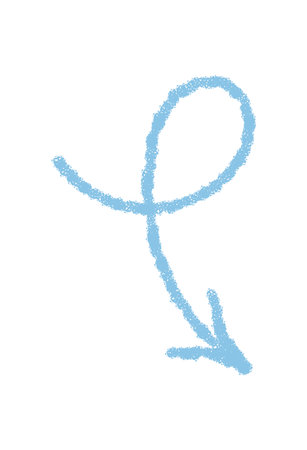 Blue Chalk Hand Drawn Swirl Arrowのイラスト素材