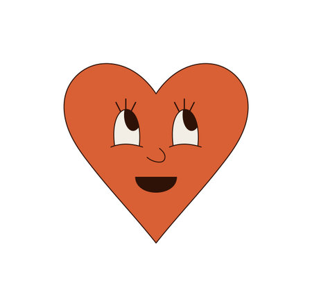 Groovy Retro Sticker Heart Characterのイラスト素材