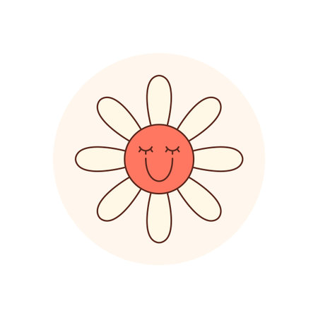 Groovy Colorful Flower Circle Sticker Labelのイラスト素材