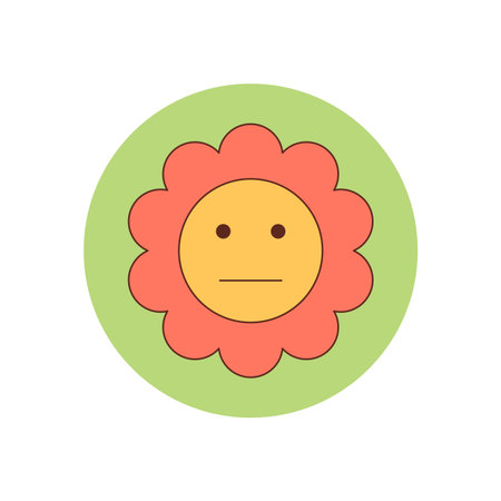 Groovy Retro Flower Sticker Seal Badgeのイラスト素材