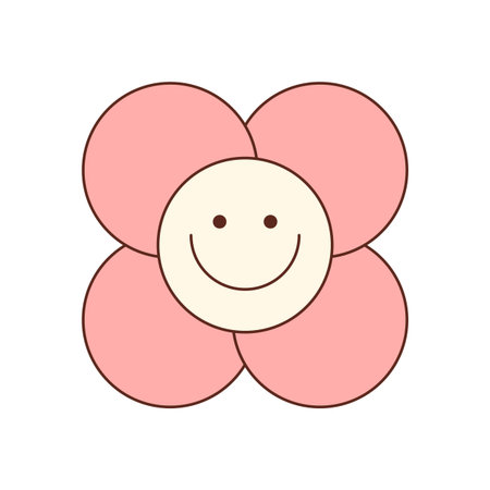 Groovy Y2K Cartoon Flower With Smileのイラスト素材
