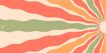Retro Groovy Sun Burst Flat Background