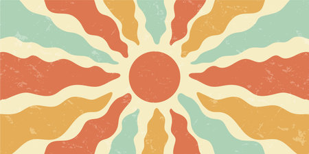 Groovy Retro Sun Burst Circle Scratch Textureのイラスト素材