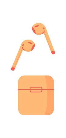 Flat Wireless Earphones With Caseのイラスト素材