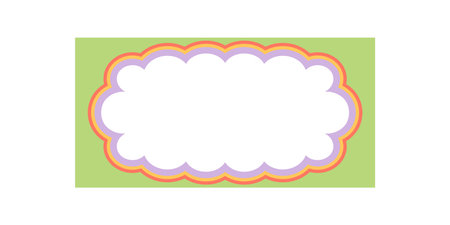 Groovy Retro Rectangle Frame With Scallop Borderのイラスト素材