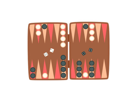 Flat Backgammon Game Sticker Designのイラスト素材
