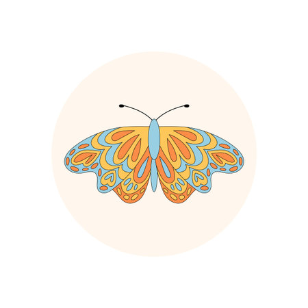 Groovy Funky Butterfly Round Stickerのイラスト素材