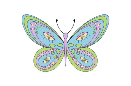 Groovy Psychedelic Retro Butterfly Cartoonのイラスト素材