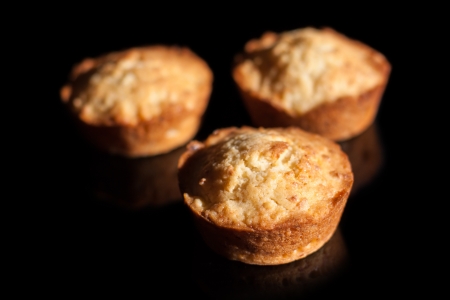 Three home cake on a black backgroundの写真素材