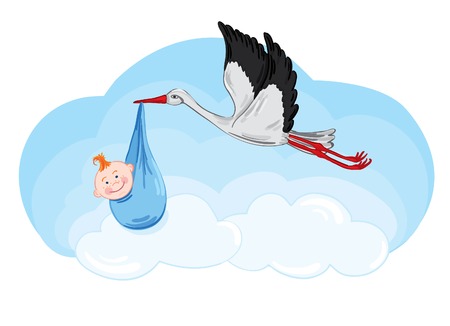 Stork has a babyのイラスト素材
