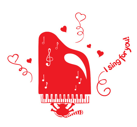 Funny singing catのイラスト素材