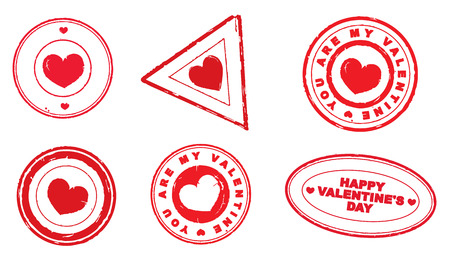 A set of stamps with hearts のイラスト素材