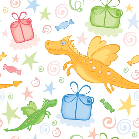Funny wrapping with Dragon のイラスト素材