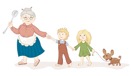 The good grandmother with children'sのイラスト素材