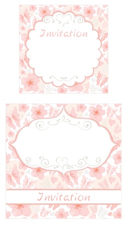 Set of floral invitations のイラスト素材