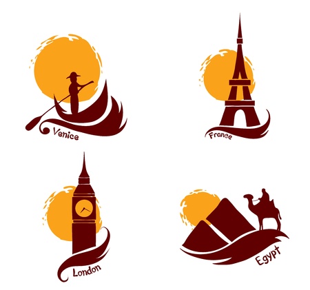 Set of images - country and tourism のイラスト素材