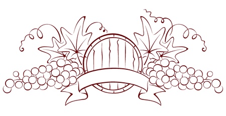 Design element - a barrel and grapes のイラスト素材