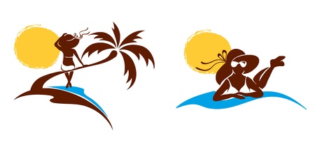 Abstract drawing - woman on the beach のイラスト素材