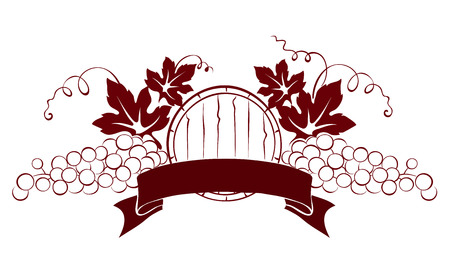 Design elements -- grape with ribbon and caskのイラスト素材