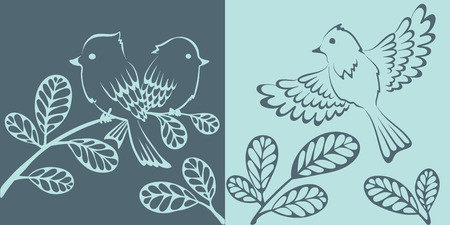 Abstract background - birds on treeのイラスト素材