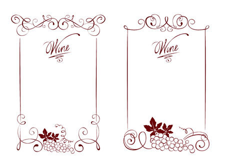 Set of frames -- wine and a grapeのイラスト素材