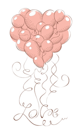 Valentine card -- Heart made of pink balloonsのイラスト素材
