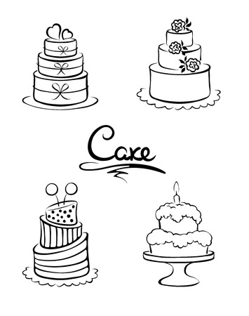 Set of design elements -- cakesのイラスト素材