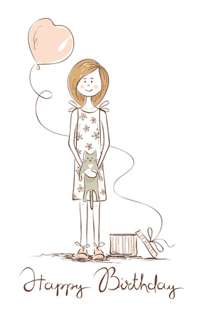 Vector illustration -- the best gift for birthday is a kittenのイラスト素材