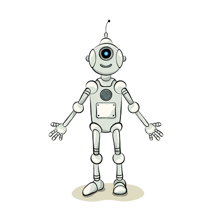 Smiling natured robot assistant, illustrationのイラスト素材