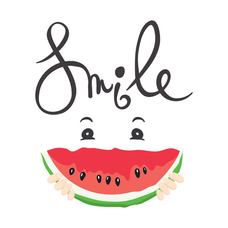 A fun summer smile/ Vector illustration with slices of watermelonのイラスト素材