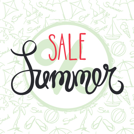 Summer sale/Pattern with handwriting calligraphy, vector illustrationのイラスト素材