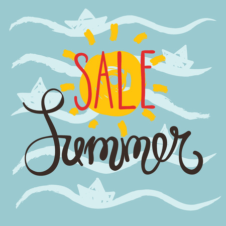 Summer sale/Pattern with handwriting calligraphy, vector illustrationのイラスト素材