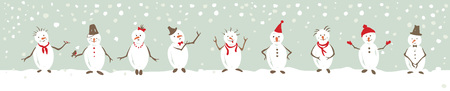 Funny snowman / Horizontal narrow banner - Christmas storyのイラスト素材